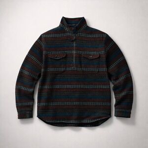 Chaps Mens XXL Quarter Zip Pullover Southwestern Fair Green Blue Fleece Outdoor